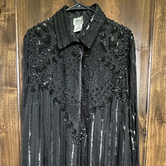 Stenay Tops - Vintage Stenay Black Sequin Blouse